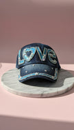 Denim Jewelled Baseball Cap Dark Denim Love