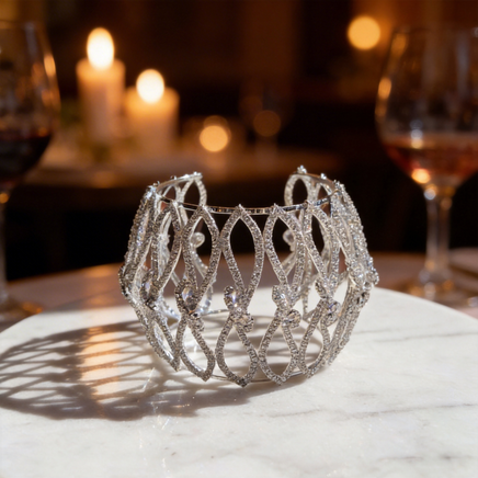 Luxe Midnight Crystal Cuff Silver