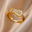 Golden Luxe Buckle Chain Ring